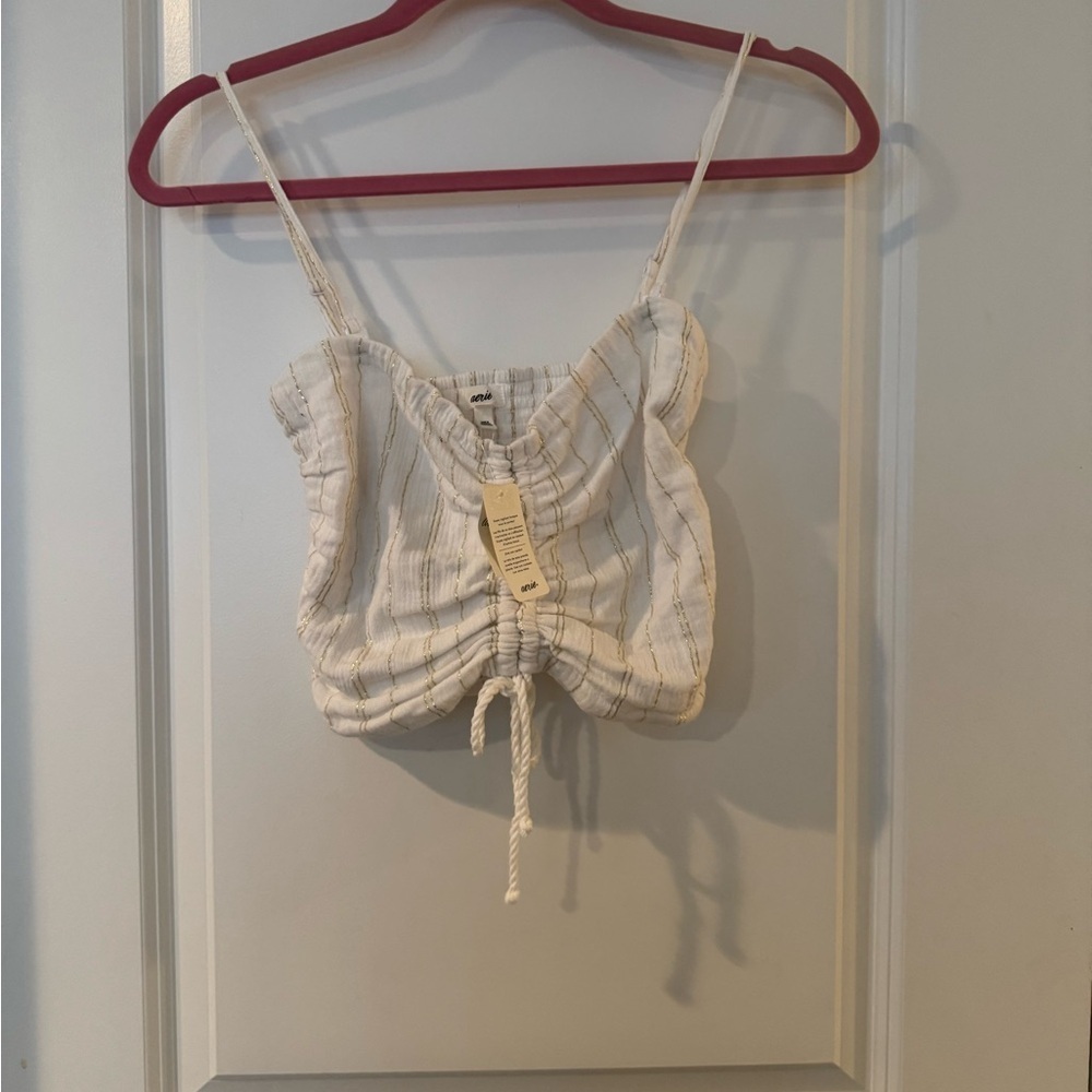 Aerie Gauzy Cinched Crop Top